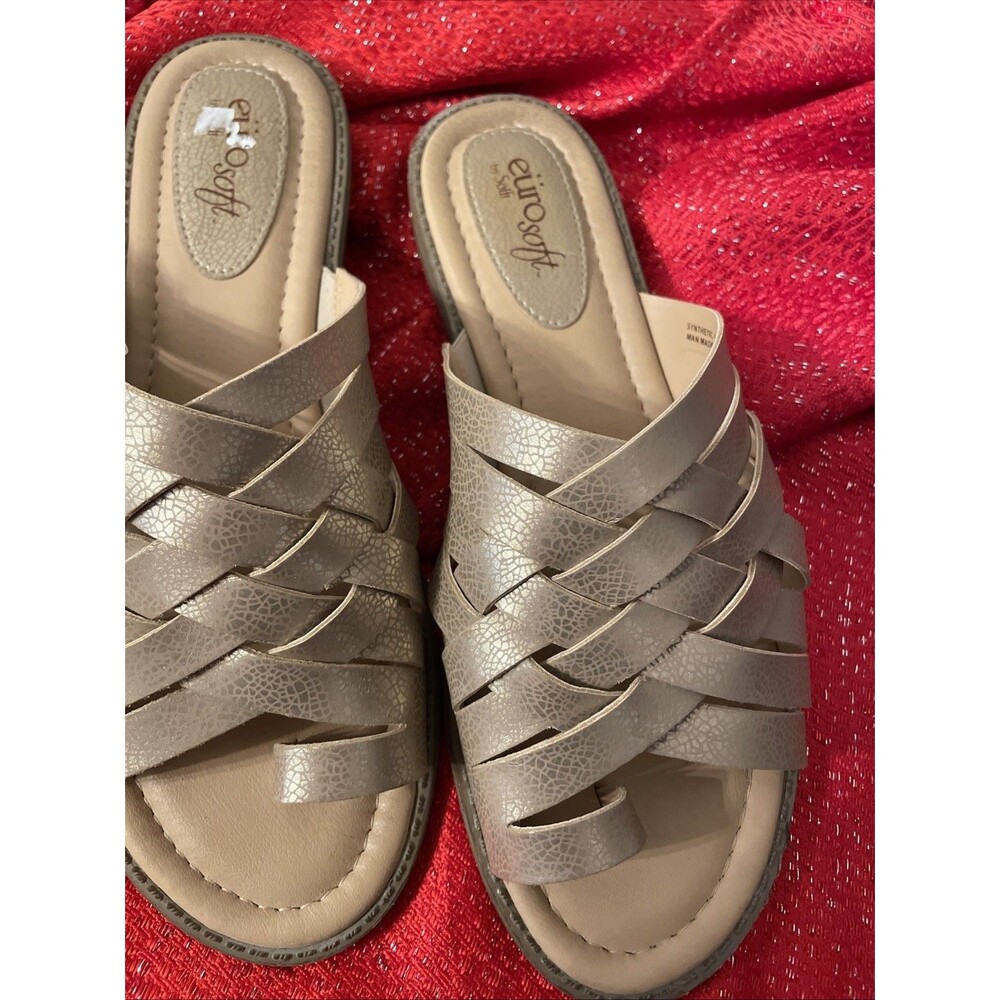 Euro Soft by Sofft Nadine Slip on Sandals Shoes Size 9M Soft Gold Toe Holder